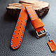 Шкіряний ремінець для годинника помаранчевий ( К 034 ), фото 3
