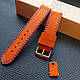 Шкіряний ремінець для годинника помаранчевий ( К 034 ), фото 4