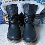 Стильні зимові жіночі чоботи темно-сині, теплі черевики, фото 2