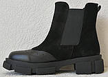 Челсі жіночі чорні на товстій підошві черевики шкіра замш бренд Mante весна осінь на гумках, фото 2