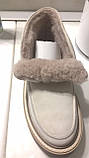 Dior loro Жіночі зимові лофери туфлі черевики натуральна бежева замша Диор Лоро, фото 4