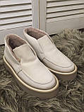 Dior loro Жіночі зимові лофери туфлі черевики натуральна бежева замша Диор Лоро, фото 5
