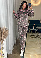 Тепла жіноча піжама штани та кофта Туреччина, костюм із велсофту