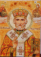 Ікона з бурштину Святий Миколай Чудотворець No2