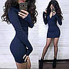 Сукня міні обтягувальна з декольте на блискавці та рукавом, фото 6
