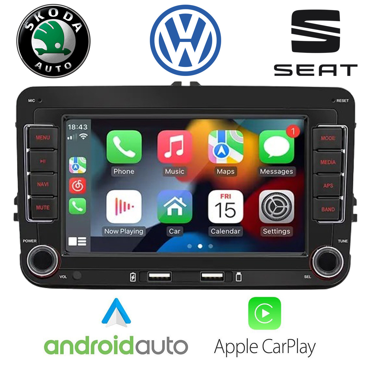 Автомагнітола штатна Android 2Din 9070-J для Volkswagen, Skoda, Seat (2/32GB, 4 ядра, Android Auto, CarPlay)