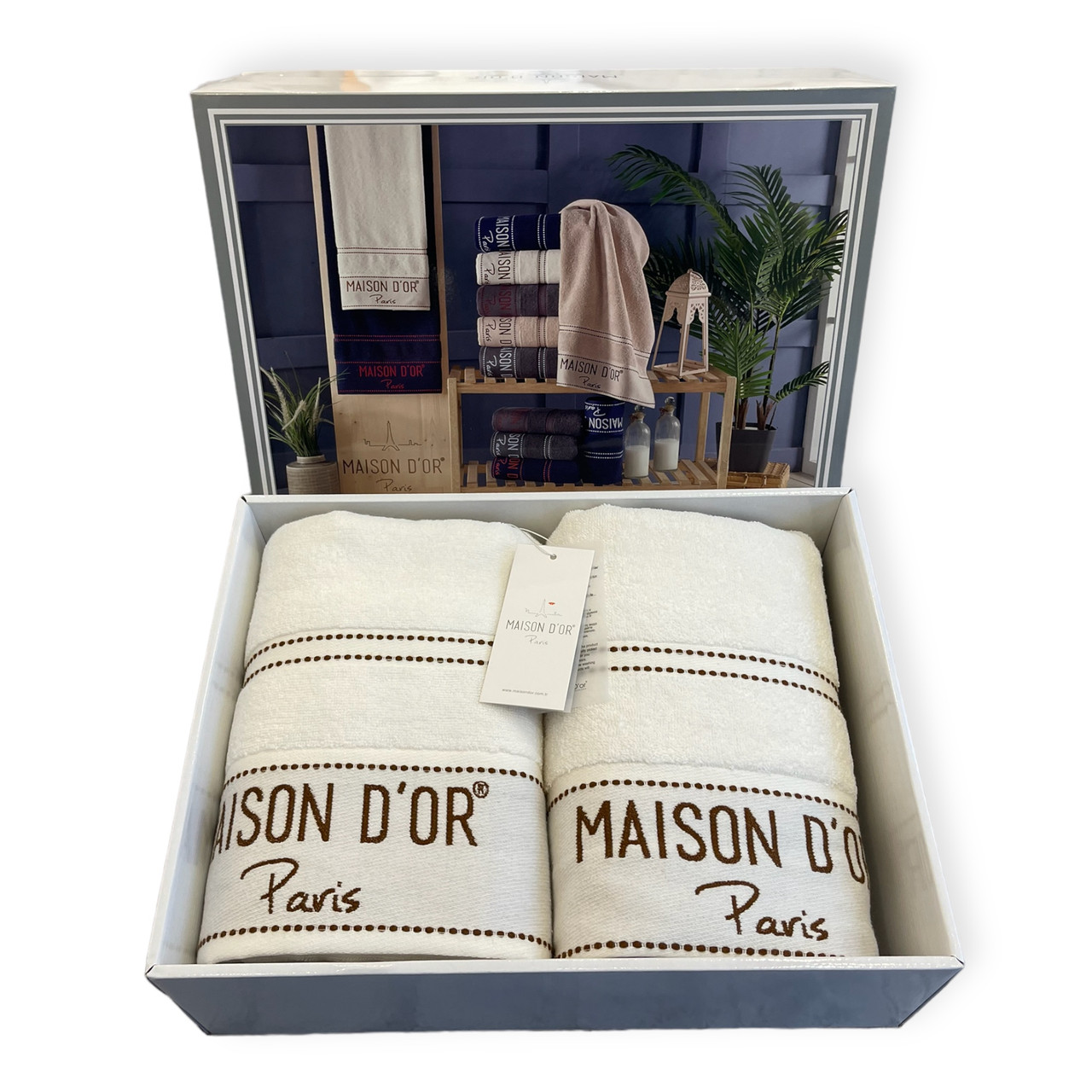 Набір рушників Maison D'or Ecru Brown махрові 50-100 см, 85-150 см кремовий