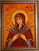 Ікона з бурштину Семістрельна Пресвята Богородиця