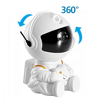 Лазерний нічник проектор зоряного неба від USB Galaxy Projector Astronaut Star Космонавт 7 режимів White