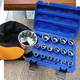 Набір головок SPLINE 8-32 мм, 1/2", 19ед. VT13777 VIKTEC