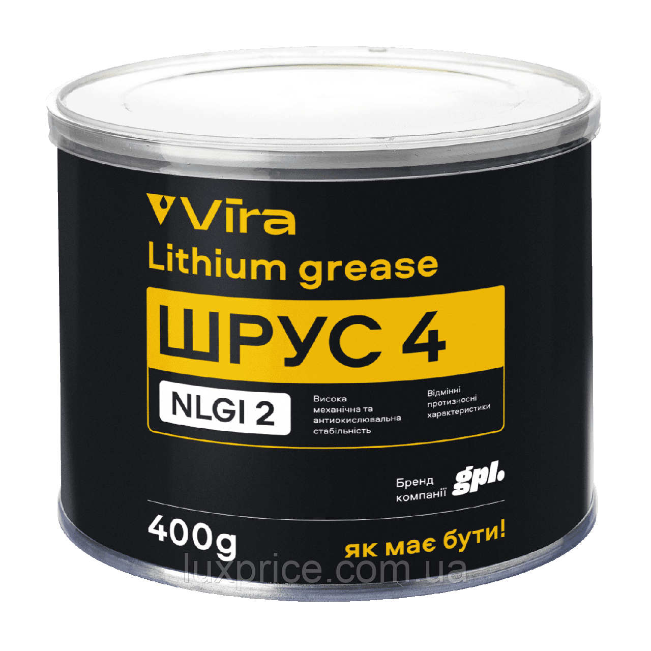 Мастило для ШРУС VIRA ШРУС-4 пластичне літієве чорне 400 г (VI0615)    Luxprice