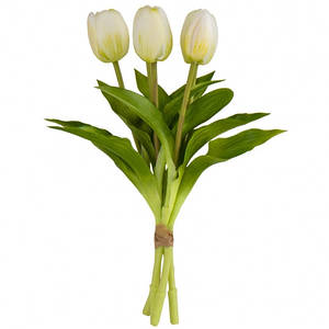 Штучні квіти. Букет сіліконових тюльпанів, білий. 30 см