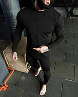 Чоловіча тепла термобілизна комплектом кальсони + кофта чорний
