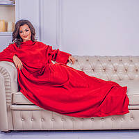 Плед с рукавами из флиса, красный