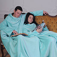 Плед с рукавами для двоих, мятный