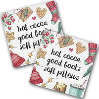 Подставка под кружку 2 шт Hot cocoa good books soft pillows