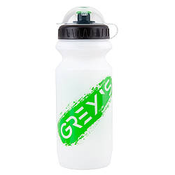 Велосипедна фляга Grey's GR15640 M 600 мл прозора із зеленим принтом