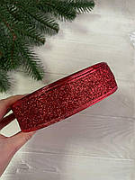 Лента блестящая новогодняя 3,8 " Метал " , красная , рулон 45 метров