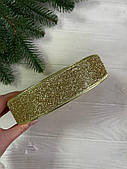 Стрічка блискуча новорічна 3,8" Метал ", золото рулон 45 метрів
