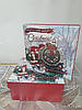 Подарункові коробки набір з 3 шт "Казковий Санта" 20*20*9.5 см червоні з паровозом, фото 5