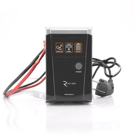 ДБЖ з правильною синусоїдою RITAR RTSW-600 LED, 12В, під зовнішній АКБ, Q4 (320*132*210) 4,2 кг (260*85*140), фото 1