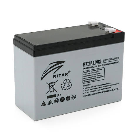 Акумуляторна батарея AGM RITAR RT12100S, Gray Case, 12V 10.0Ah ( 151 х 98 х 95 (101 ) ) Q8, фото 1