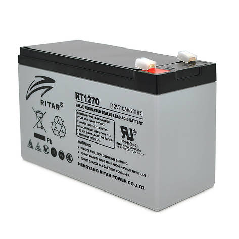 Акумуляторна батарея AGM RITAR RT1270, Gray Case, 12V 7.0Ah ( 151 х 65 х 94 (100) ) Q10, фото 1