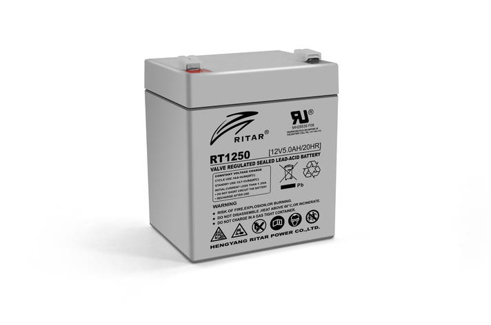 Акумуляторна батарея AGM RITAR RT1250, Gray Case, 12V 5.0Ah ( 90 х70 х 101 (107) ) Q10, фото 1
