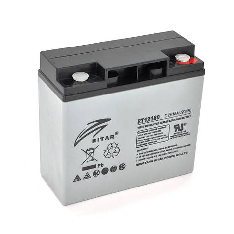 Акумуляторна батарея AGM RITAR RT12180, Gray Case, 12V 18.0Ah ( 181 х 77 х 167 ) Q4, фото 1