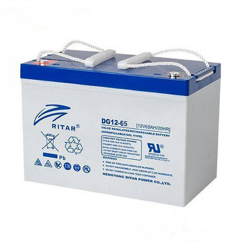 Акумуляторна батарея GEL RITAR DG12-65, Gray Case, 12V 65Ah (350 х 167 х 182) Q1/48, фото 1