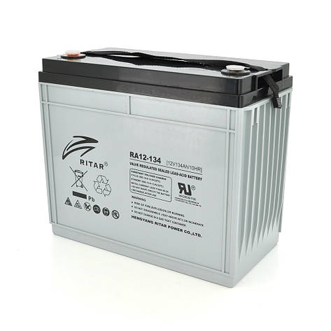 Акумуляторна батарея AGM RITAR RA12-134, Gray Case, 12V 134.0Ah ( 340 x 173 x 287 ) Q1, фото 1