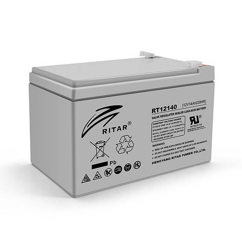Акумуляторна батарея AGM RITAR RT12140H, Gray Case, 12V 14.0Ah ( 151 x 98 x 95 (101) ) Q4, фото 1