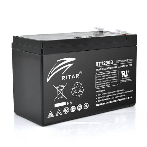 Акумуляторна батарея AGM RITAR RT1290B, Black Case, 12V 9.0Ah ( 151 х 65 х 94 (100) ) Q10, фото 1
