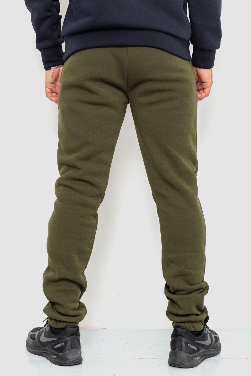 Спорт штаны мужские на флисе однотонные, цвет темно-зеленый, размер XXL, 190R236 - фото 4 - id-p2048682828