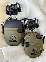 Тактические активные наушники для стрельбы Walker s Razor olive с креплением/адаптерами на шлем каску
