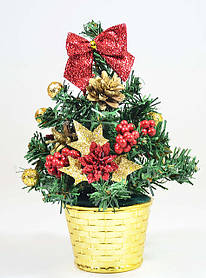 Ялинка маленька прикрашена Золото червона 20 см 0424 RG