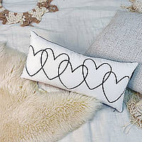 Подушка для дивана (бархат) 50х24 см Сердце на сердце