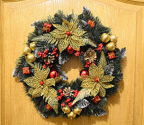 Вінок новорічний великий прикрашений 0423RG, фото 3