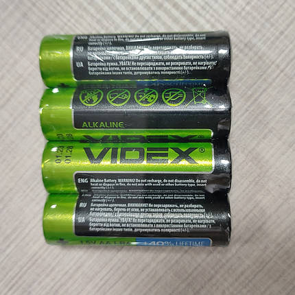 Батарейка VIDEX AA/LR6 Alkaline 1.5V shrink 4шт, фото 1