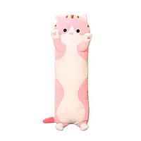 Мягкая игрушка обнимашка Кот Батон 50X12см | Розовый