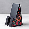 Підставка для телефону "Петрос" із жар-птицею в українському стилі (дерев'яна, чорна), фото 3