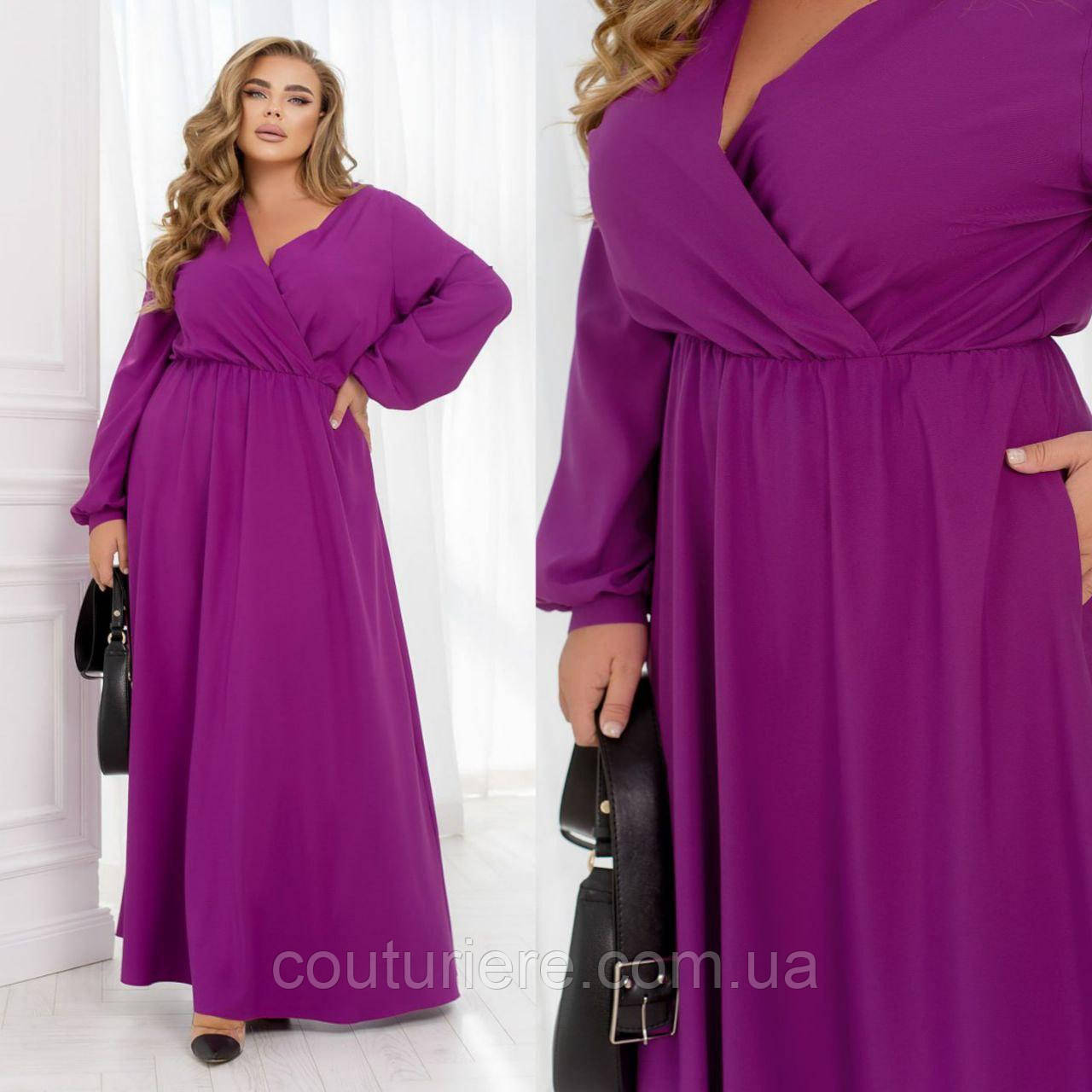 Вечірня жіноча сукня максі фуксія великих розмірів (5 кольорів) ЮР/-32466
