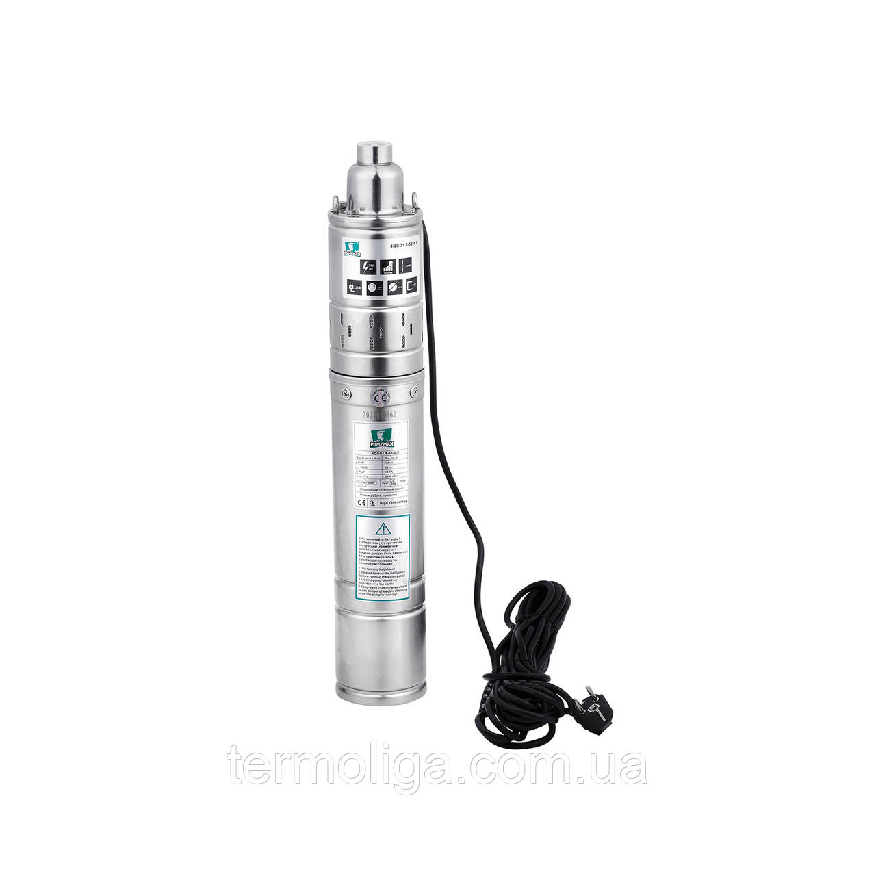Насос глибинний шнековий Pumpman 4QGD1.8-50-0.55 кВт Нmax 130 м Qmax 1,8 куб.м 550 Вт, фото 1