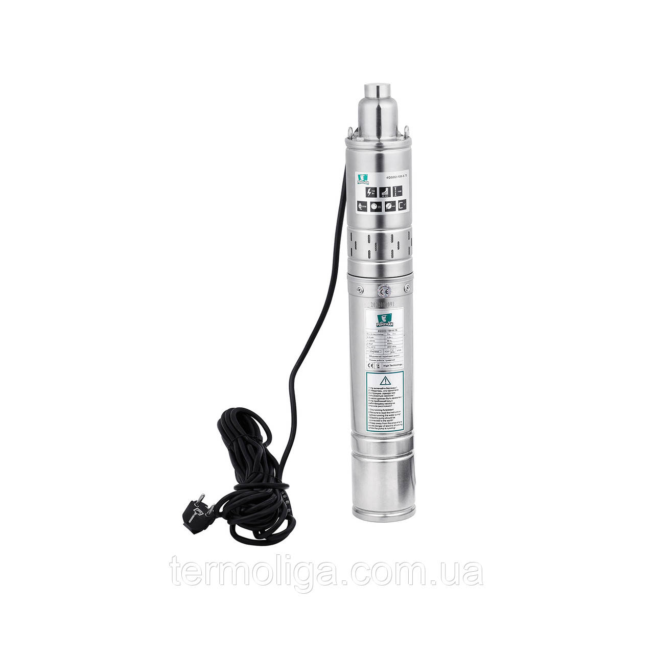 Насос глибинний шнековий Pumpman 4QGD2-100-0.75 кВт Нmax 135 м Qmax 2,4 куб.м 750 Вт, фото 1