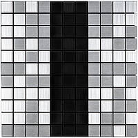 Самоклеюча алюмінієва плитка Ексклюзив! срібна із чорним мозаїка 300х300х3мм
