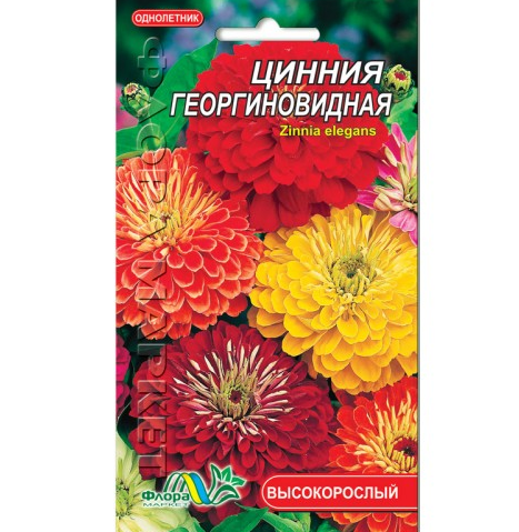 Цинія Георгіновидна суміш квіти однорічні, насіння 0.2 г