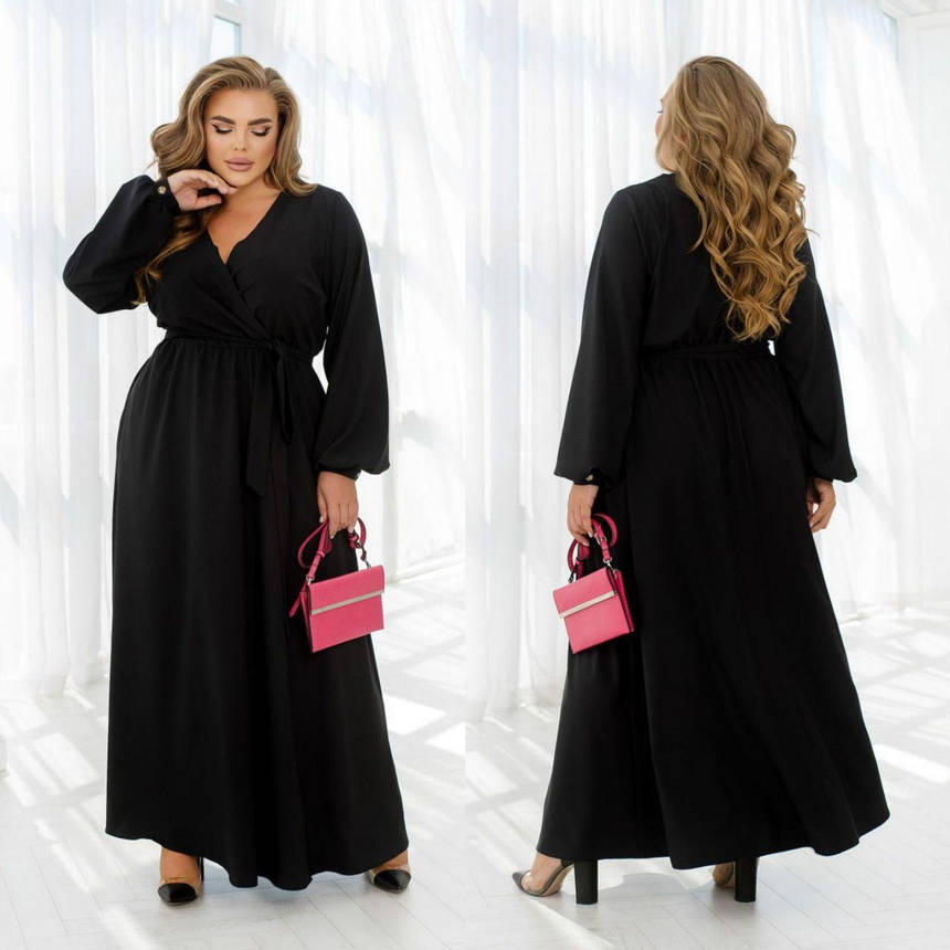 Коктейльна сукня жіноча чорна в підлогу великого розміру, фото 2