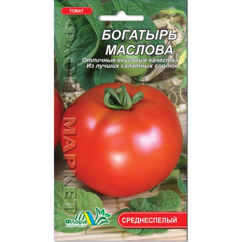 Томат Богатир Маслова круглий, червоний високорослий середньостиглий, насіння 0.1 г