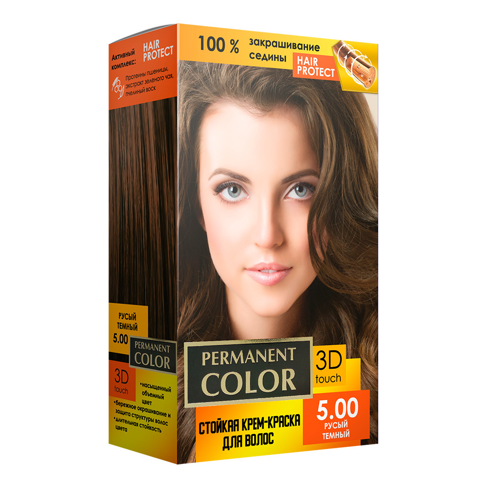 Крем-фарба для волосся з окислювачем, тон Русий темний 5.00 Permanent Color