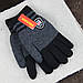 Рукавички чоловічі вовняні з хутром подвійні осінь-зима розмір М-L двокольорові чорний, фото 3